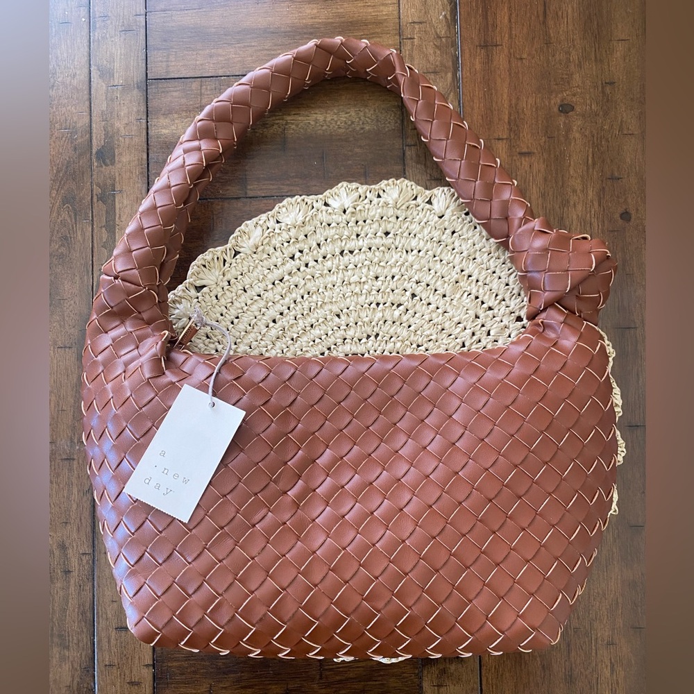 a new day Woven Hobo Bag - Terracotta Brown